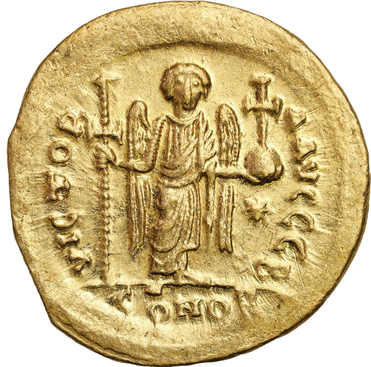 Bizancjum, Justyn I (518–527), solidus 522-527, Konstantynopol - PIĘKNY